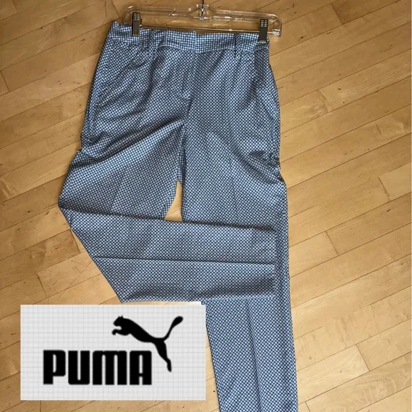 PUMA grey/navy mini geo print golf pant, 0, GD1171 - Picture 1 of 5